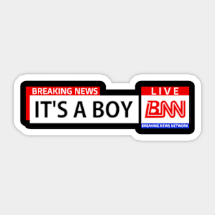 Breaking News Network, Its A Boy, Gender Reveal Sticker